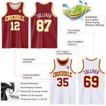 Laden Sie das Bild in den Galerie-Viewer, Custom Reversible Maroon White-Gold Double Side Sublimation Basketball Suit Jersey