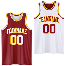 Laden Sie das Bild in den Galerie-Viewer, Custom Reversible Maroon White-Gold Double Side Sublimation Basketball Suit Jersey