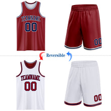 Laden Sie das Bild in den Galerie-Viewer, Custom Reversible Maroon Navy-White Double Side Sublimation Basketball Suit Jersey