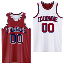 Laden Sie das Bild in den Galerie-Viewer, Custom Reversible Maroon Navy-White Double Side Sublimation Basketball Suit Jersey