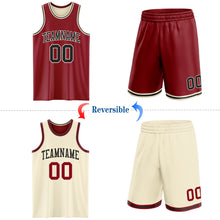 Laden Sie das Bild in den Galerie-Viewer, Custom Reversible Maroon Black-Cream Double Side Sublimation Basketball Suit Jersey