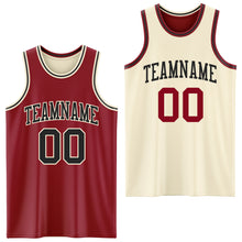 Laden Sie das Bild in den Galerie-Viewer, Custom Reversible Maroon Black-Cream Double Side Sublimation Basketball Suit Jersey