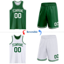 Load image into Gallery viewer, Custom Reversible Kelly Green White Double Side Sublimation Basketball Suit Jersey