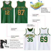 Load image into Gallery viewer, Custom Reversible Kelly Green Old Gold-Black Double Side Sublimation Basketball Suit Jersey