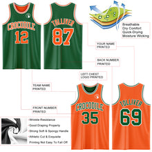 Load image into Gallery viewer, Custom Reversible Kelly Green Orange-White Double Side Sublimation Basketball Suit Jersey