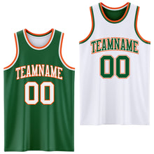 Load image into Gallery viewer, Custom Reversible Kelly Green White-Orange Double Side Sublimation Basketball Suit Jersey