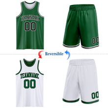 Load image into Gallery viewer, Custom Reversible Kelly Green Black-White Double Side Sublimation Basketball Suit Jersey