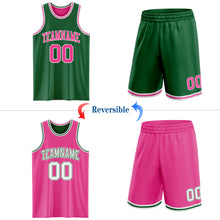 Laden Sie das Bild in den Galerie-Viewer, Custom Reversible Kelly Green Pink-White Double Side Sublimation Basketball Suit Jersey