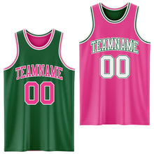 Laden Sie das Bild in den Galerie-Viewer, Custom Reversible Kelly Green Pink-White Double Side Sublimation Basketball Suit Jersey