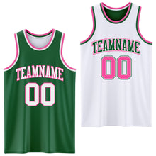 Загрузить изображение в средство просмотра галереи, Custom Reversible Kelly Green White-Pink Double Side Sublimation Basketball Suit Jersey