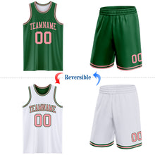 Laden Sie das Bild in den Galerie-Viewer, Custom Reversible Kelly Green Medium Pink Double Side Sublimation Basketball Suit Jersey
