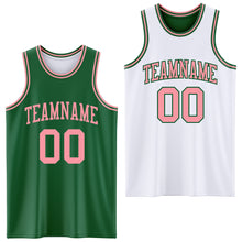 Laden Sie das Bild in den Galerie-Viewer, Custom Reversible Kelly Green Medium Pink Double Side Sublimation Basketball Suit Jersey