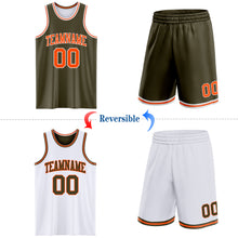 Laden Sie das Bild in den Galerie-Viewer, Custom Reversible Olive Orange-White Double Side Salute To Service Sublimation Basketball Suit Jersey