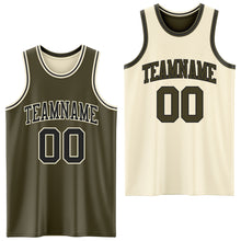 Laden Sie das Bild in den Galerie-Viewer, Custom Reversible Olive Black-Cream Double Side Salute To Service Sublimation Basketball Suit Jersey