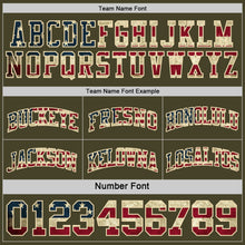 Laden Sie das Bild in den Galerie-Viewer, Custom Reversible Olive Vintage USA Flag Cream-Red Double Side Salute To Service Sublimation Basketball Suit Jersey