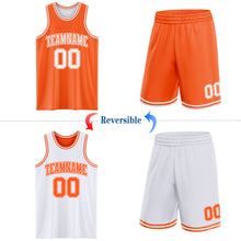 Laden Sie das Bild in den Galerie-Viewer, Custom Reversible Orange White Double Side Sublimation Basketball Suit Jersey