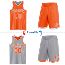 Laden Sie das Bild in den Galerie-Viewer, Custom Reversible Orange White-Gray Double Side Sublimation Basketball Suit Jersey