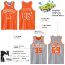Laden Sie das Bild in den Galerie-Viewer, Custom Reversible Orange White-Gray Double Side Sublimation Basketball Suit Jersey
