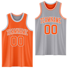Laden Sie das Bild in den Galerie-Viewer, Custom Reversible Orange White-Gray Double Side Sublimation Basketball Suit Jersey