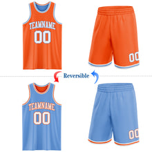 Laden Sie das Bild in den Galerie-Viewer, Custom Reversible Orange White-Light Blue Double Side Sublimation Basketball Suit Jersey
