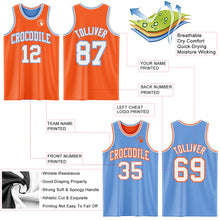 Laden Sie das Bild in den Galerie-Viewer, Custom Reversible Orange White-Light Blue Double Side Sublimation Basketball Suit Jersey