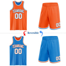 Laden Sie das Bild in den Galerie-Viewer, Custom Reversible Orange White-Powder Blue Double Side Sublimation Basketball Suit Jersey