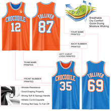 Laden Sie das Bild in den Galerie-Viewer, Custom Reversible Orange White-Powder Blue Double Side Sublimation Basketball Suit Jersey