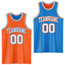 Laden Sie das Bild in den Galerie-Viewer, Custom Reversible Orange White-Powder Blue Double Side Sublimation Basketball Suit Jersey