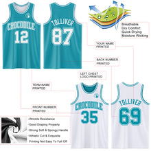 Laden Sie das Bild in den Galerie-Viewer, Custom Reversible Teal White Double Side Sublimation Basketball Suit Jersey