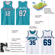 Laden Sie das Bild in den Galerie-Viewer, Custom Reversible Teal White-Navy Double Side Sublimation Basketball Suit Jersey