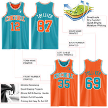 Laden Sie das Bild in den Galerie-Viewer, Custom Reversible Teal Orange-White Double Side Sublimation Basketball Suit Jersey