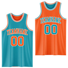 Laden Sie das Bild in den Galerie-Viewer, Custom Reversible Teal Orange-White Double Side Sublimation Basketball Suit Jersey