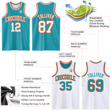 Laden Sie das Bild in den Galerie-Viewer, Custom Reversible Teal White-Orange Double Side Sublimation Basketball Suit Jersey