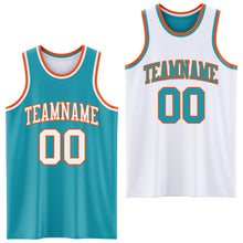 Laden Sie das Bild in den Galerie-Viewer, Custom Reversible Teal White-Orange Double Side Sublimation Basketball Suit Jersey