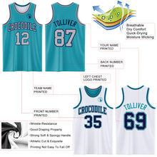 Laden Sie das Bild in den Galerie-Viewer, Custom Reversible Teal Gray-Navy Double Side Sublimation Basketball Suit Jersey