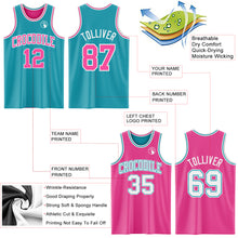 Laden Sie das Bild in den Galerie-Viewer, Custom Reversible Teal Pink-White Double Side Sublimation Basketball Suit Jersey