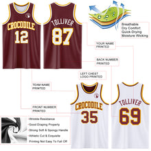 Laden Sie das Bild in den Galerie-Viewer, Custom Reversible Burgundy White-Gold Double Side Sublimation Basketball Suit Jersey