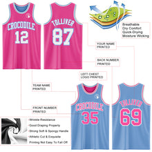 Laden Sie das Bild in den Galerie-Viewer, Custom Reversible Pink White-Light Blue Double Side Sublimation Basketball Suit Jersey