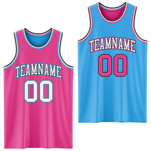 Laden Sie das Bild in den Galerie-Viewer, Custom Reversible Pink Black-Sky Blue Double Side Sublimation Basketball Suit Jersey