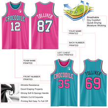 Laden Sie das Bild in den Galerie-Viewer, Custom Reversible Pink Black-Teal Double Side Sublimation Basketball Suit Jersey