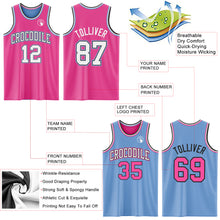 Laden Sie das Bild in den Galerie-Viewer, Custom Reversible Pink Black-Light Blue Double Side Sublimation Basketball Suit Jersey