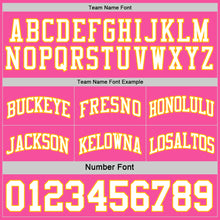 Laden Sie das Bild in den Galerie-Viewer, Custom Reversible Pink White-Gold Double Side Sublimation Basketball Suit Jersey