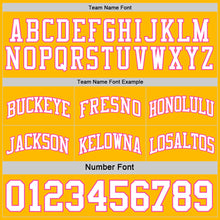 Laden Sie das Bild in den Galerie-Viewer, Custom Reversible Pink White-Gold Double Side Sublimation Basketball Suit Jersey