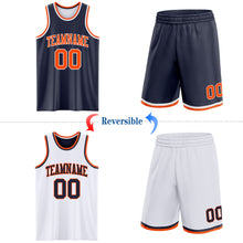 Laden Sie das Bild in den Galerie-Viewer, Custom Reversible Navy Orange-White Double Side Sublimation Basketball Suit Jersey