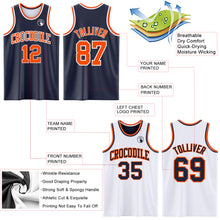 Laden Sie das Bild in den Galerie-Viewer, Custom Reversible Navy Orange-White Double Side Sublimation Basketball Suit Jersey