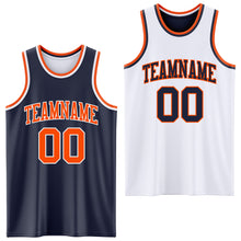 Laden Sie das Bild in den Galerie-Viewer, Custom Reversible Navy Orange-White Double Side Sublimation Basketball Suit Jersey
