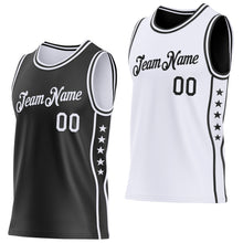 Load image into Gallery viewer, Custom Reversible Black White Double Side Star Sublimation Basketball Suit Jersey