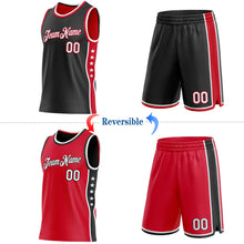 Laden Sie das Bild in den Galerie-Viewer, Custom Reversible Black White-Red Double Side Star Sublimation Basketball Suit Jersey