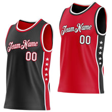 Laden Sie das Bild in den Galerie-Viewer, Custom Reversible Black White-Red Double Side Star Sublimation Basketball Suit Jersey