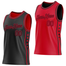 Загрузить изображение в средство просмотра галереи, Custom Reversible Black Red Double Side Star Sublimation Basketball Suit Jersey